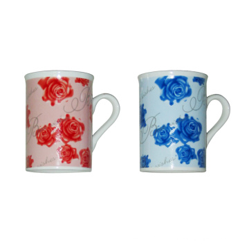 Tasses de café romantiques décoratives en porcelaine de 10 oz (7108-021)